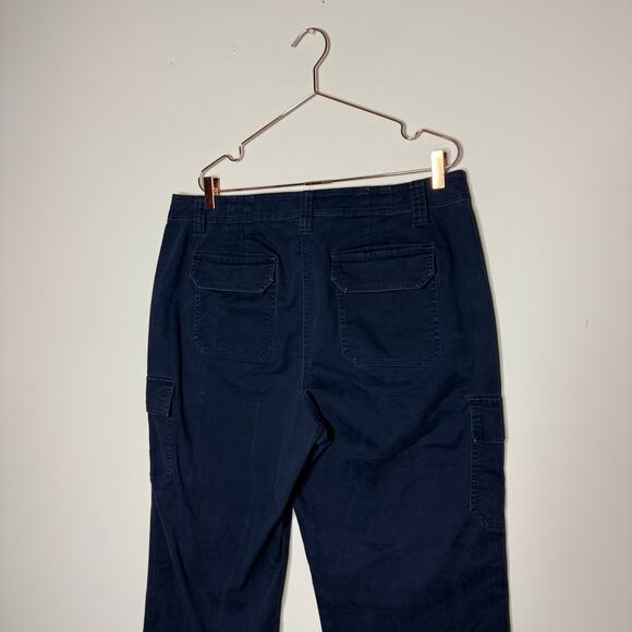 Talbots Womens Chino Cargo Pants 16 Navy Straight Leg Ankle Pockets Utility - Picture 7 of 8